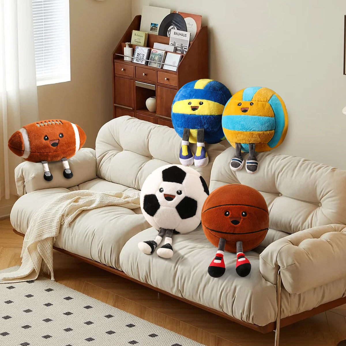 Stepxi vibrant plush basketball decor adds color to a child's space.