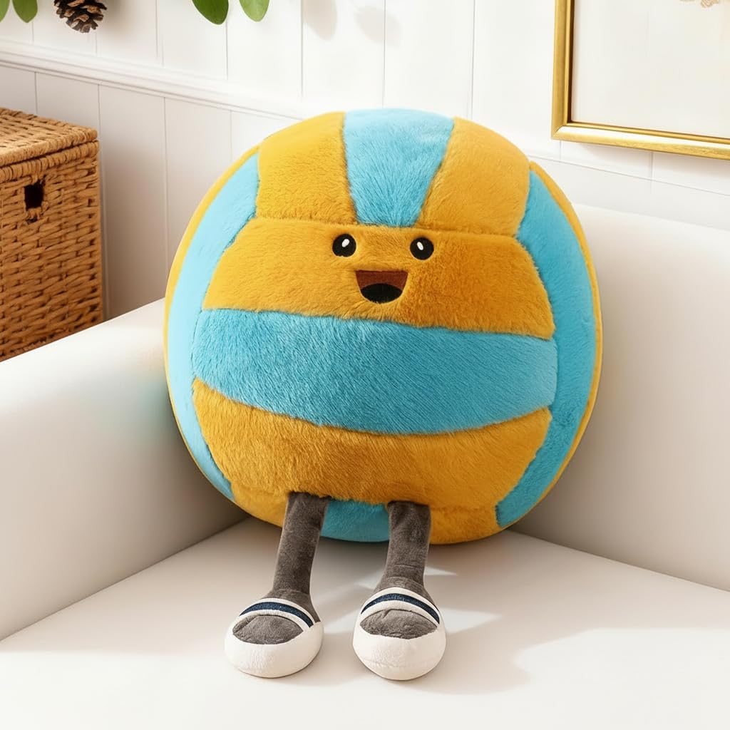 Stepxi volleyball plush front view showing soft texture and cute design for decor