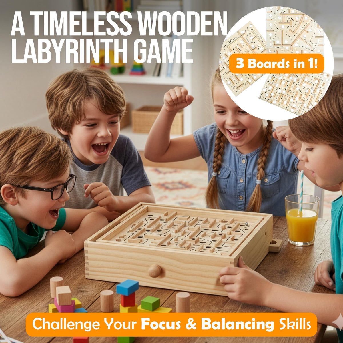 Sterling Games wooden labyrinth 36-waypoints board showcasing strategic path planning