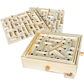 Sterling Games wooden labyrinth 60-waypoints board on natural wood finish for family play