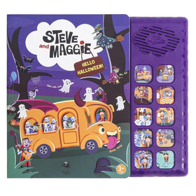 Steve and Maggie sound book showing 10-button Halloween songs for toddlers