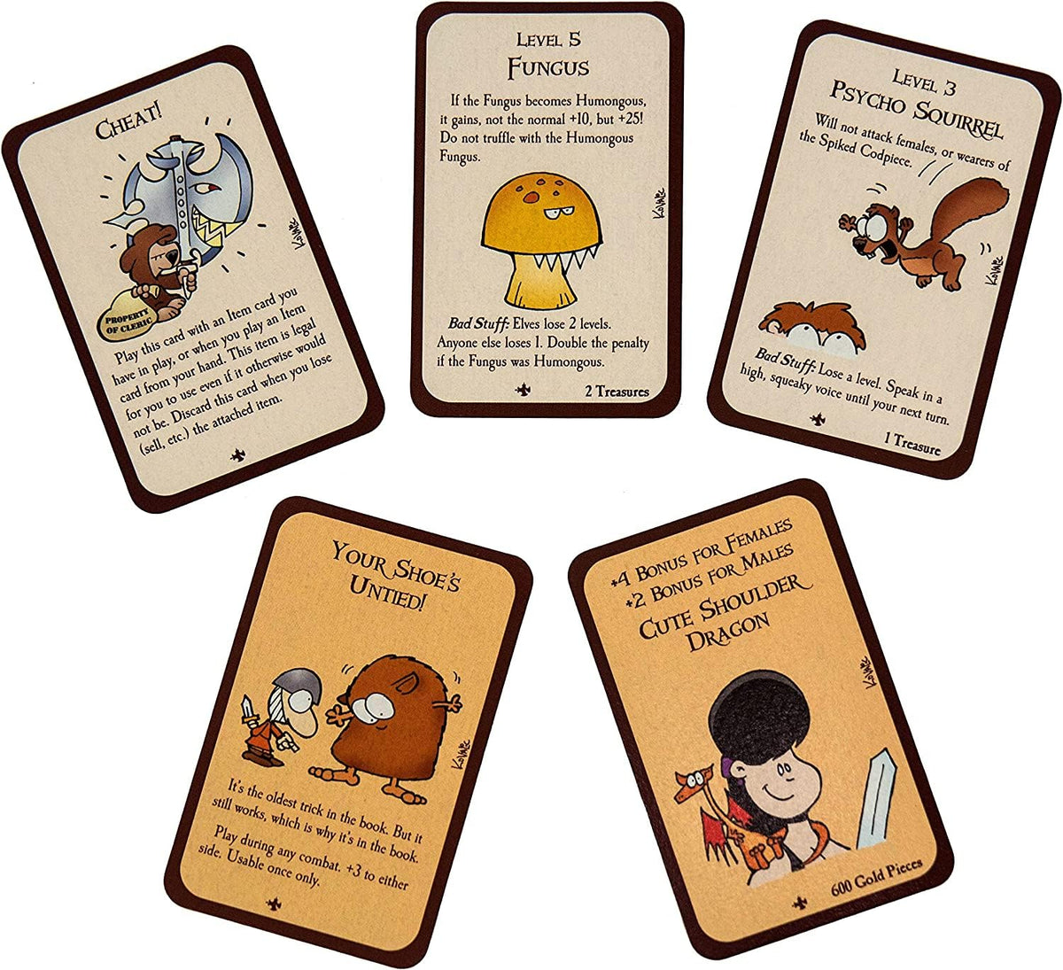 Steve Jackson Games Munchkin 2 Unnatural Axe Hydrant and Tentacle Demon cards add quirky challenges.