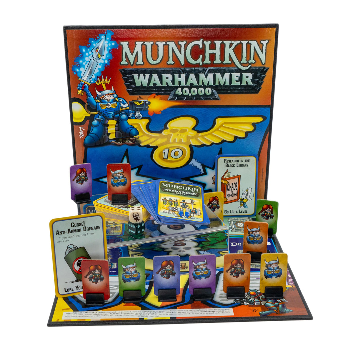 Steve Jackson Games' Munchkin Warhammer 40,000 card stack promotes quick setup and playful chaos.