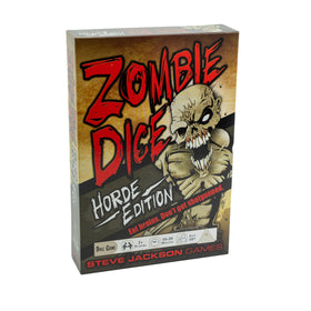 Zombie Dice Horde Edition supports two or more players and ages ten plus