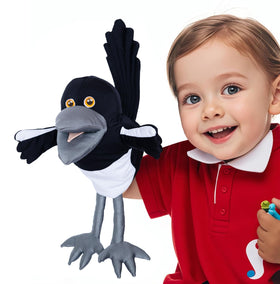 Steve and Maggie Maggie Magpie hand puppet for interactive storytelling and play.