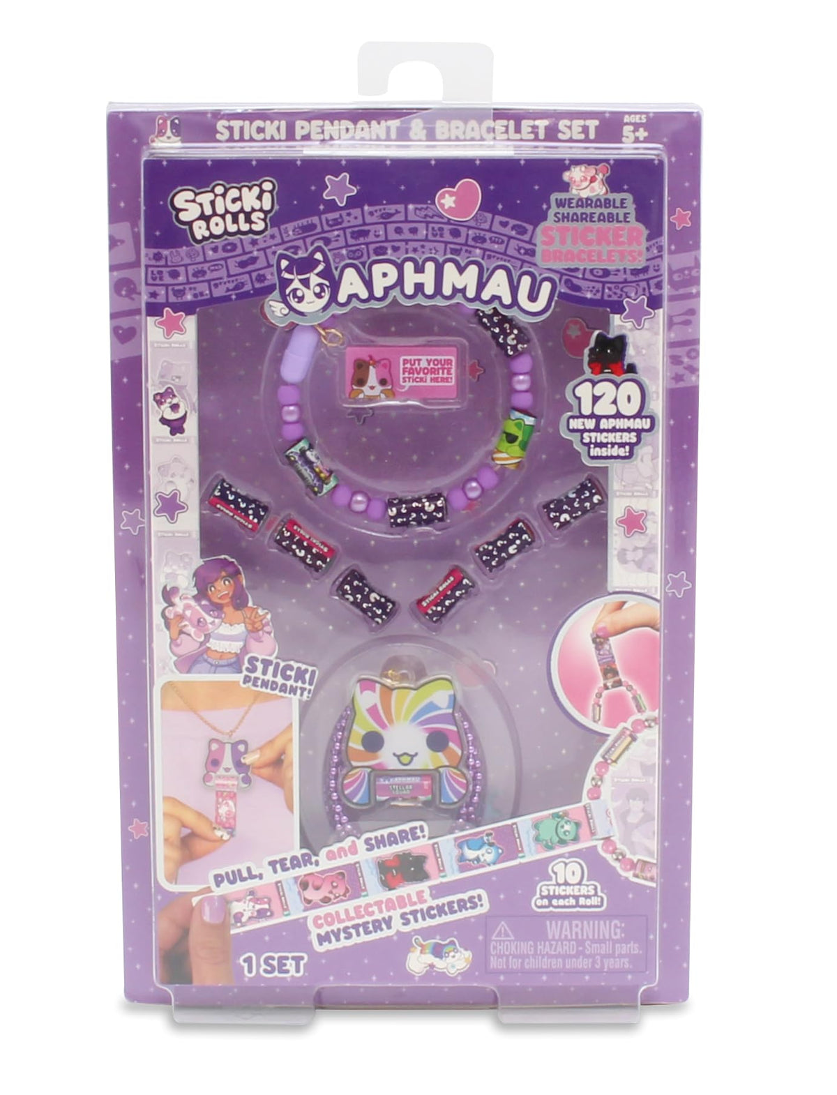 Sticki Rolls Aphmau holographic pendant with on-the-go sticker dispenser.