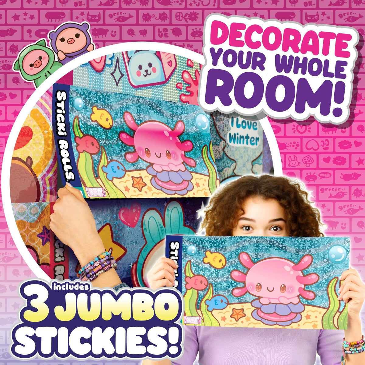 STICKI ROLLS Rolluxe includes giant jumbo sticker for dramatic room décor