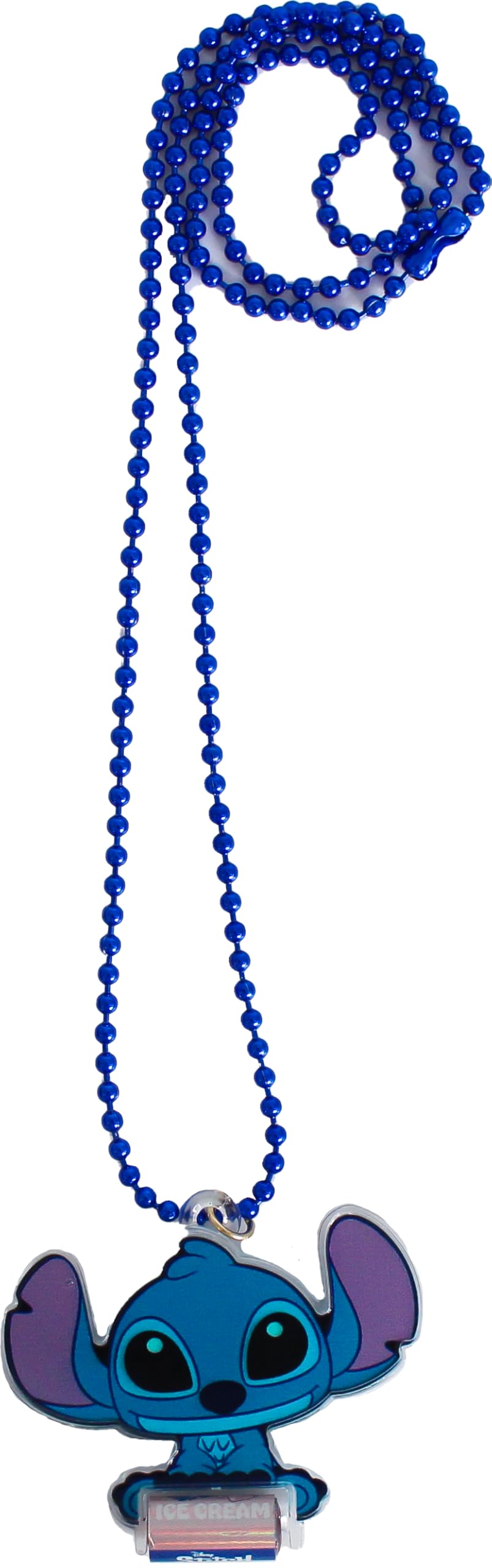 Close-up of Stitch charm tag on Sticki Rolls bracelet for easy swapping.