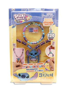 Sticki Rolls Stitch pendant pack bracelet with Stitch charm tag for wearable, swap-friendly Disney style.