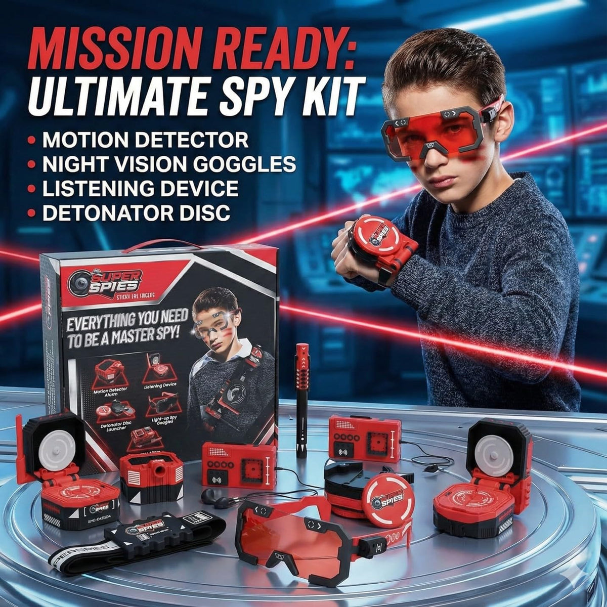 Sticky Lil Fingers Spymaster Kit motion detector alerts teammates during missions