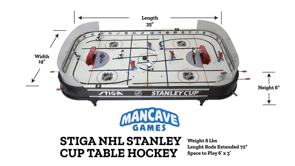 STIGA Stanley Cup 3T table hockey gray team in a tight defensive stance.