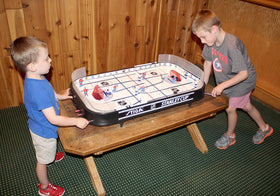 STIGA Stanley Cup 3T table hockey puck ejectors and plexi shields in play.