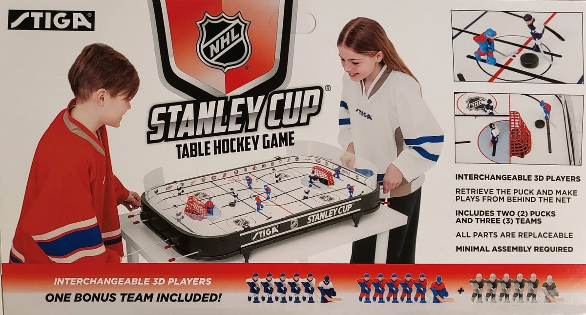 STIGA Stanley Cup 3T table hockey side boards showcase NHL logos.