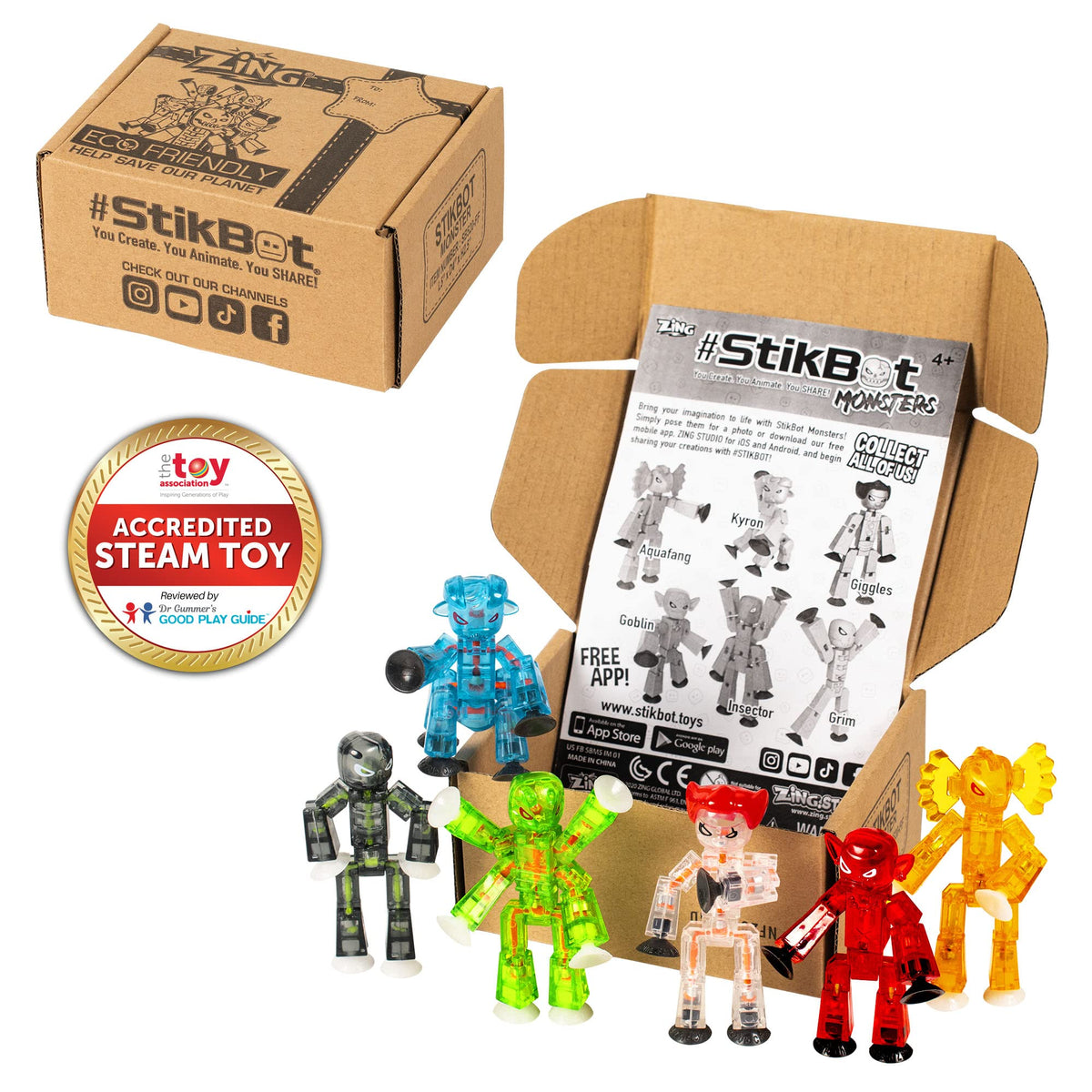 StikBot Zing Monsters Goblin figure ideal for creepy character poses and scene setups
