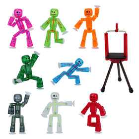 StikBot Zing set of 8 clear figures for imaginative stop-motion storytelling.