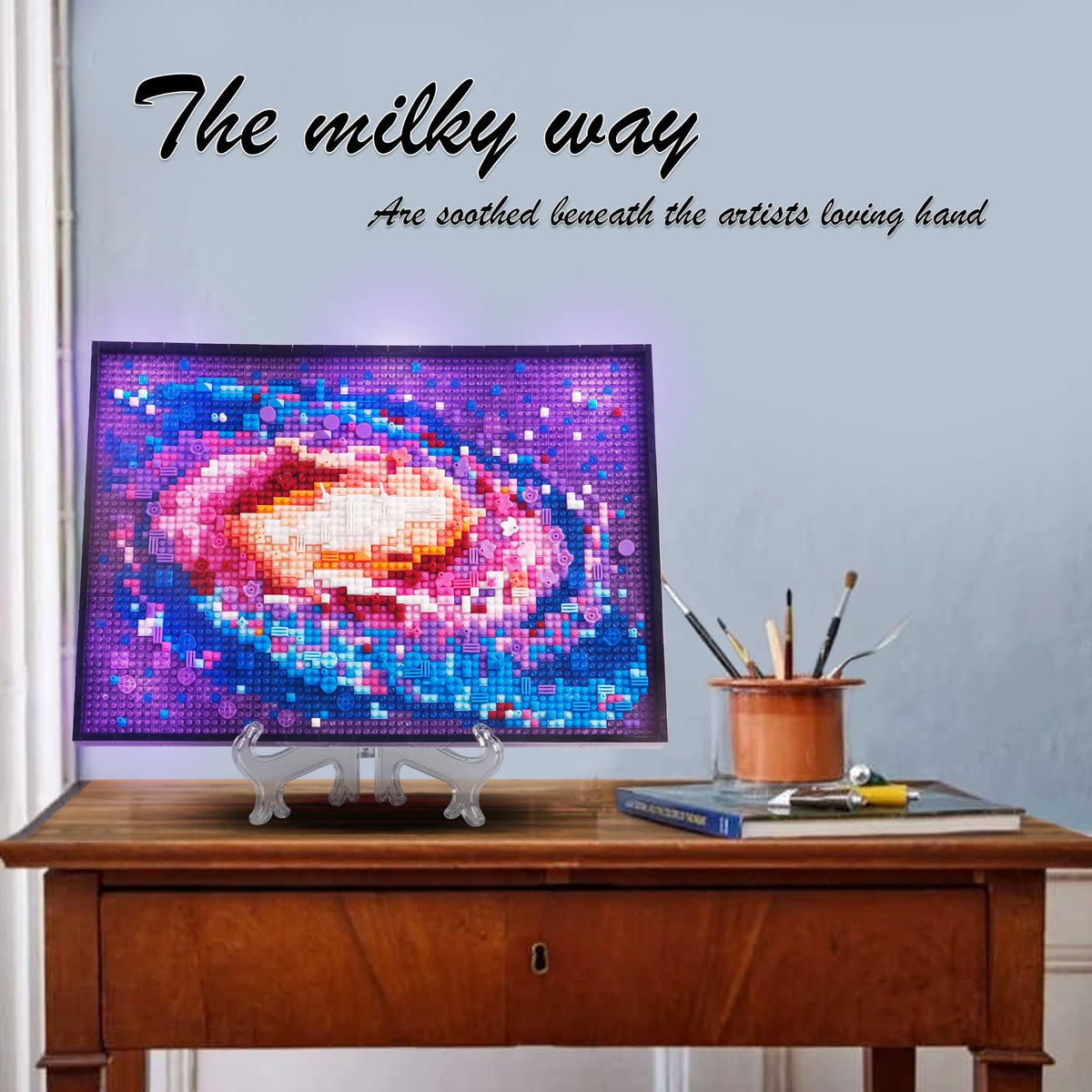 STMIGAIBLOCKS completed Milky Way galaxy wall art ready to hang.