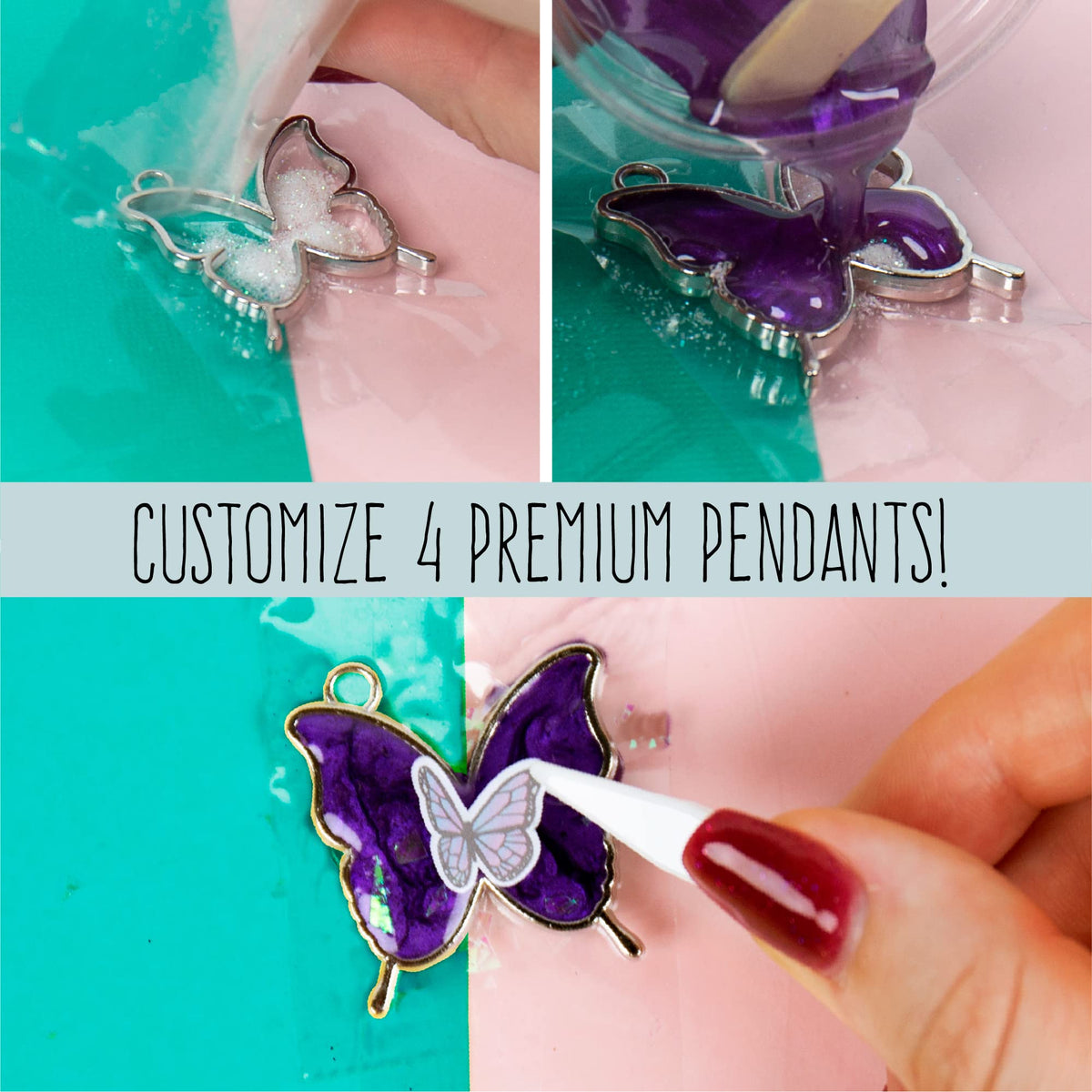 STMT D.I.Y. resin jewelry embellishments with glitter and beads for color options