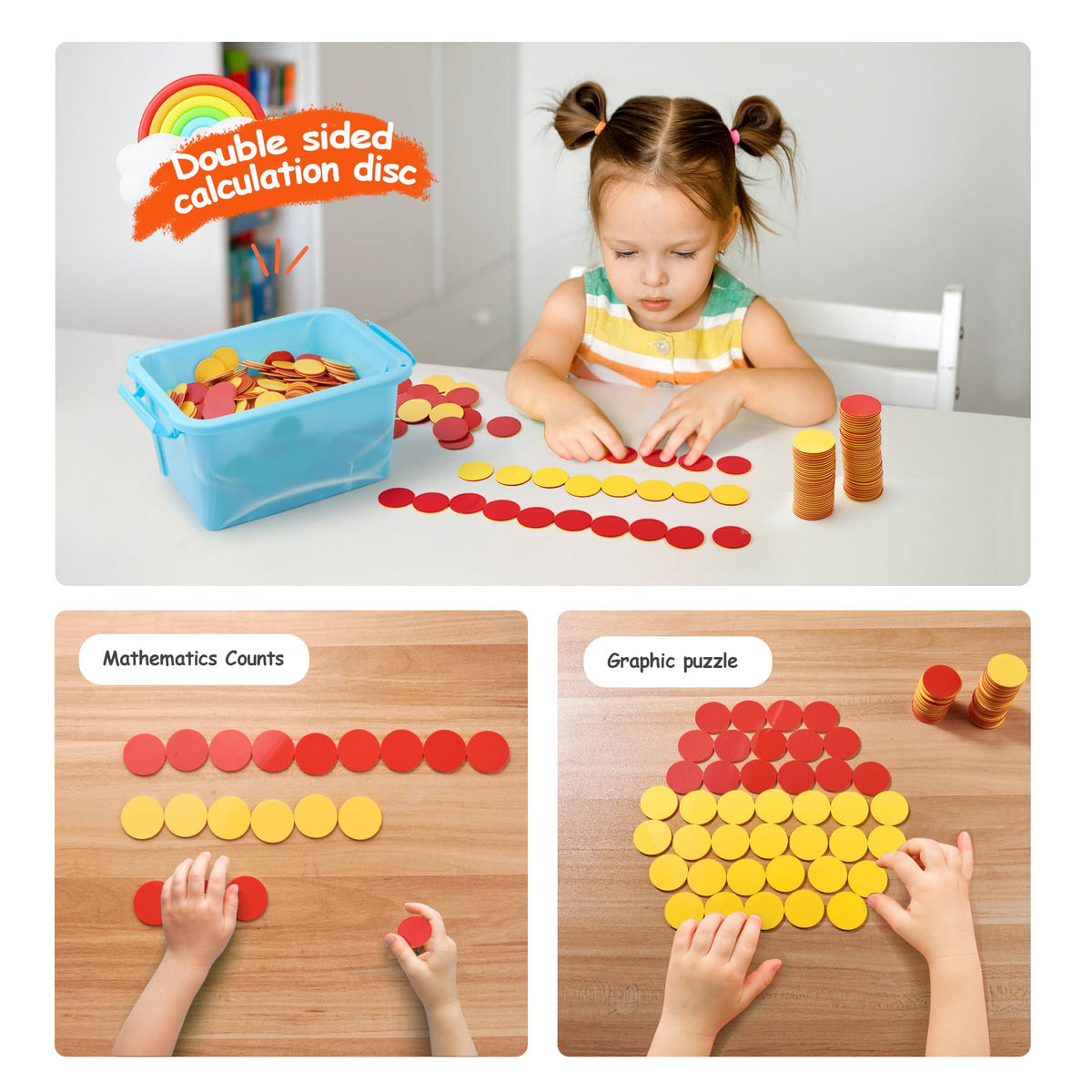 Stochastic Box two-color red and yellow counters for quick color coding and counting