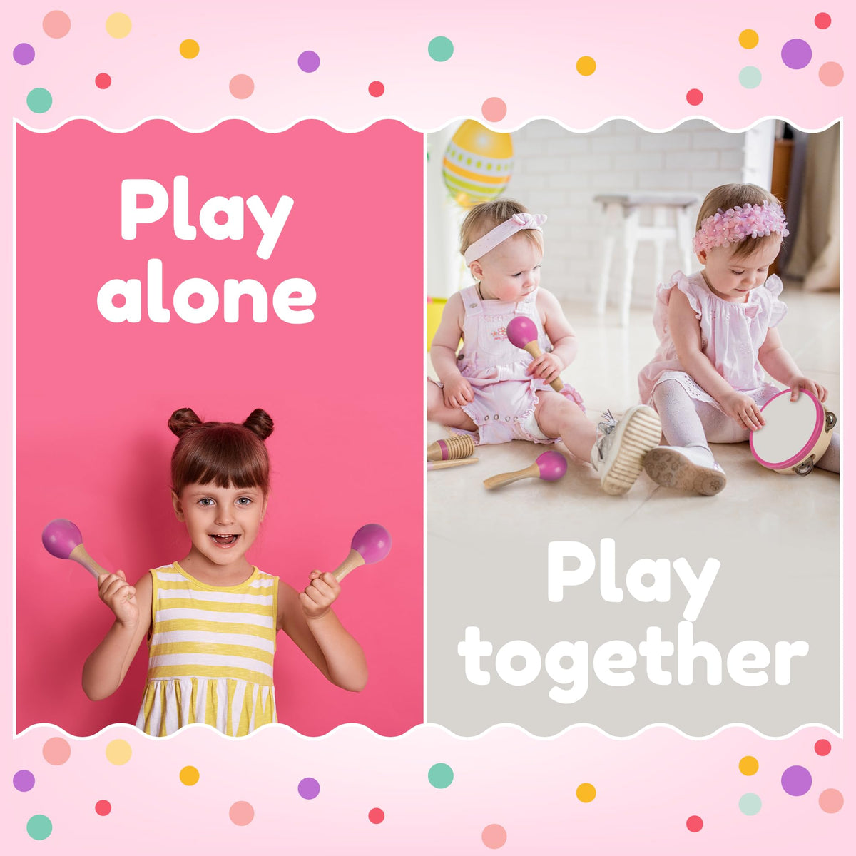 Stoie's wooden clarinet adds melodic color to pretend play sessions.