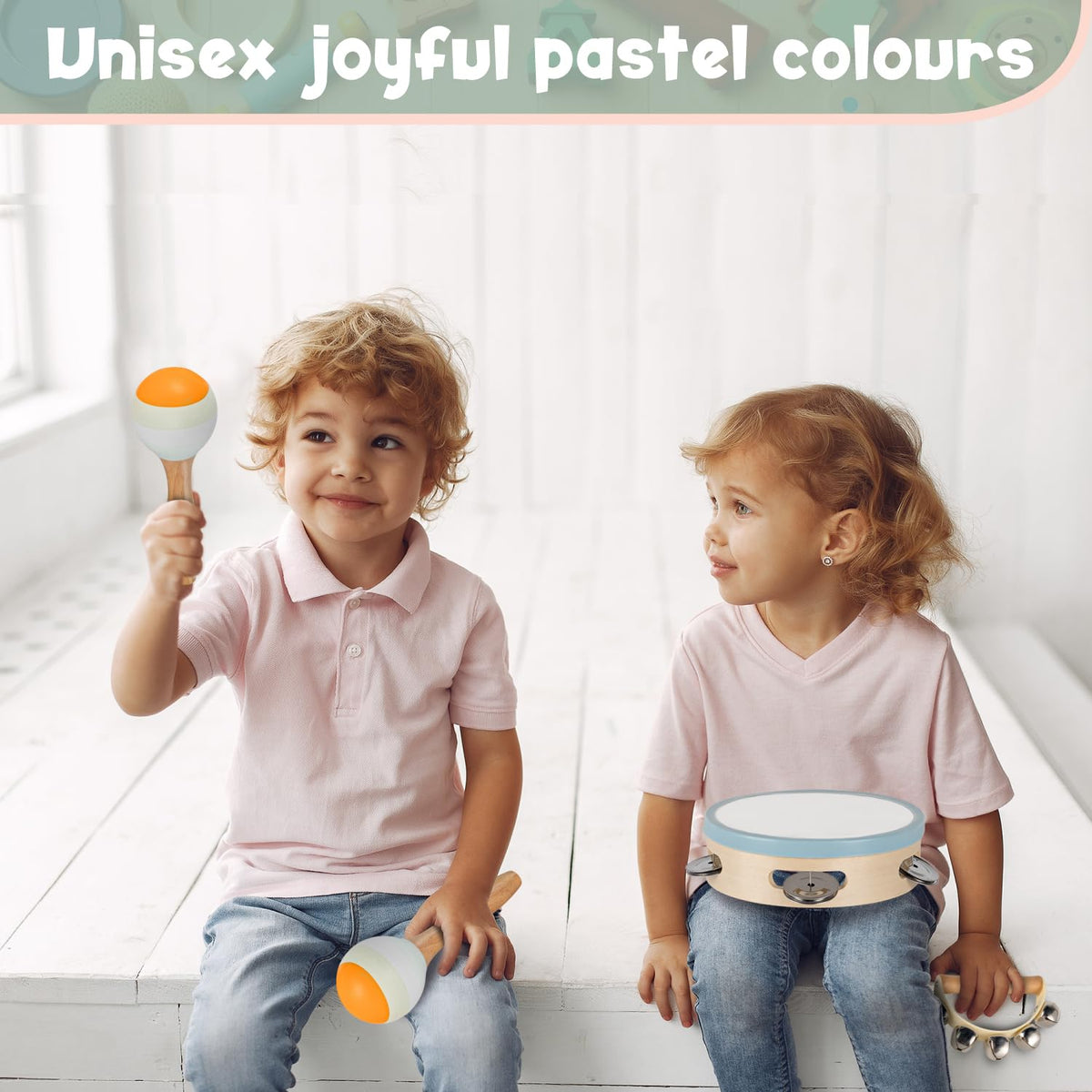 Stoies maracas invite kids to shake out rhythmic patterns.