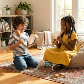 Stoie's wooden hand bells encourage cooperative play and listening.