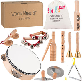 Stoie's wooden toddler tambourine invites sensory play and early rhythm exploration.