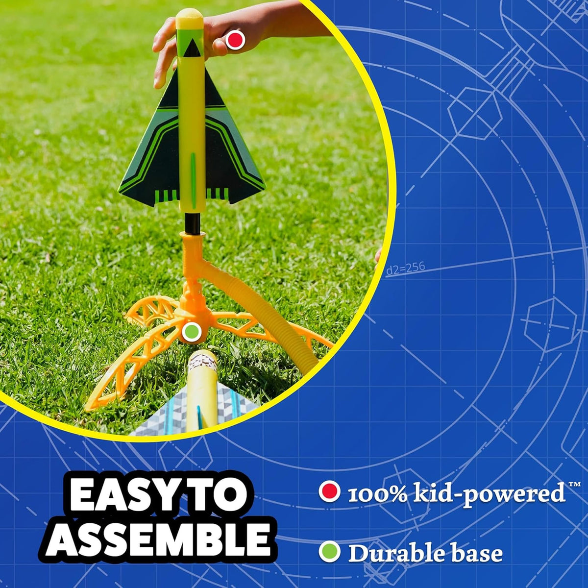 Stomp Rocket adjustable launch stand lets you change angles for different flight paths.