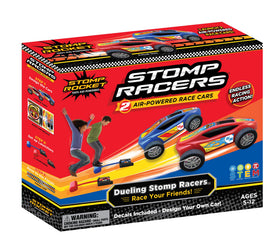 Stomp Rocket dueling stomp racers cars racing in backyard fun for active kids and friends.