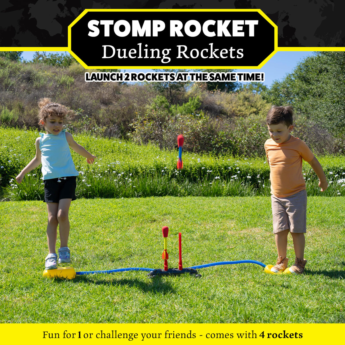 Stomp Rocket four-rockets pack lets kids share the launch excitement.