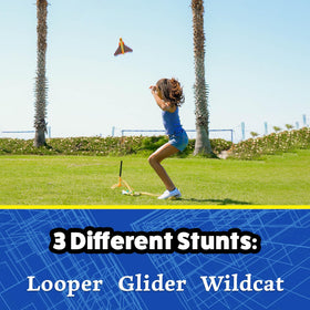Stomp Rocket Glider plane soars up to 100 feet in open air.