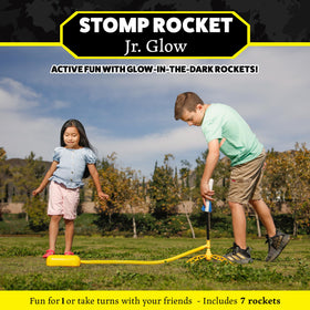 Stomp Rocket Jr Glow launch pad with air hose supporting easy launches