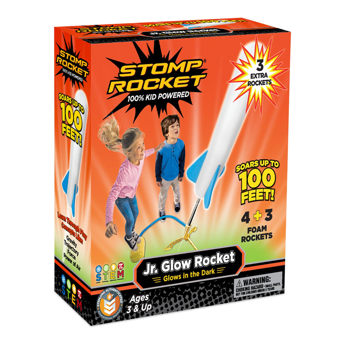 Stomp Rocket Jr Glow launch stand in action, boosting backyard STEM play