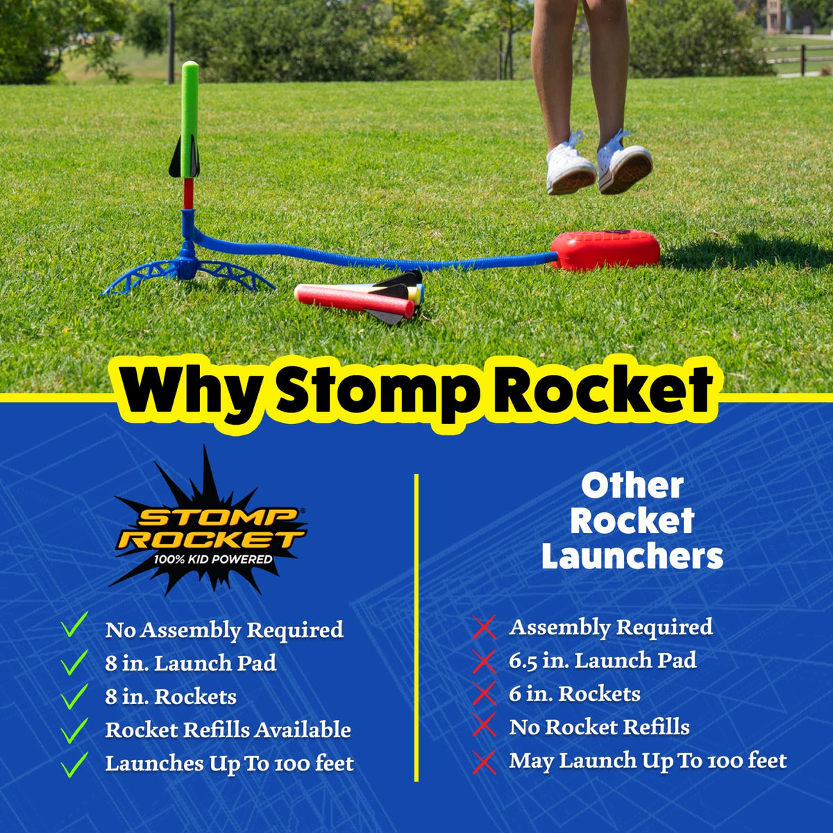 Stomp Rocket Jr Launch Stand with Air Hose in use for demonstrations.