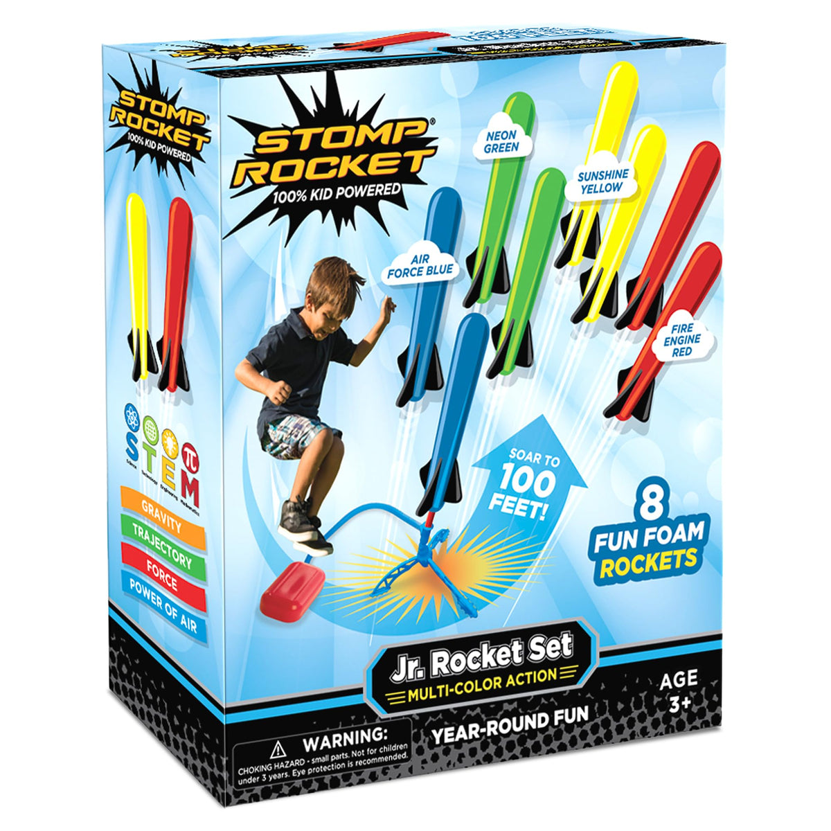 Stomp Rocket Jr Multi Color Launcher ready for kid powered outdoor launches.