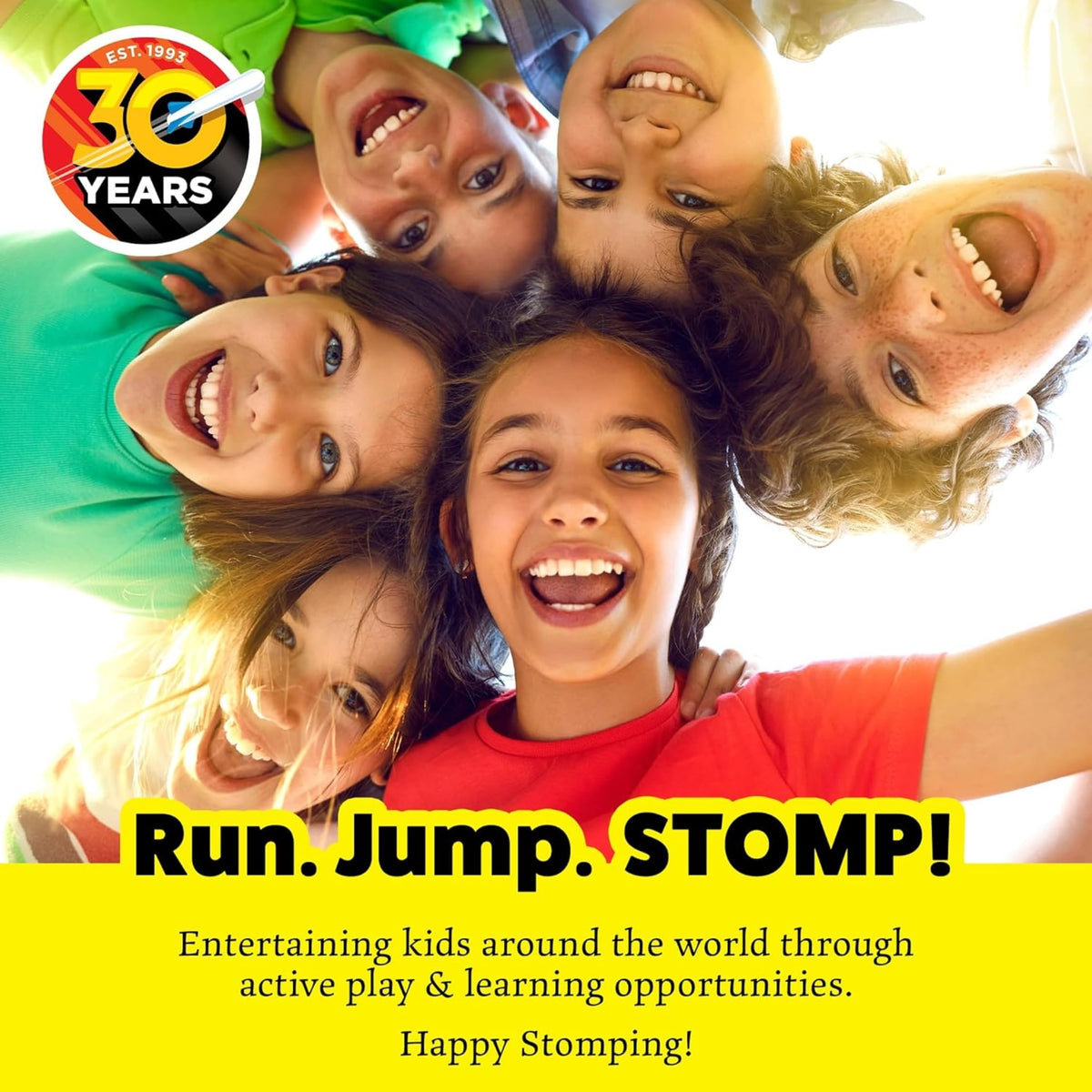 Stomp Rocket Jr Outdoor play session in an open yard with kids.