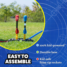 Kid-safe plastic rockets ensure safe, active outdoor play.