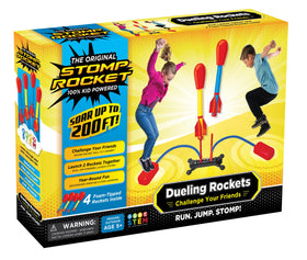 Stomp Rocket dueling-base showcases battery-free outdoor fun and friendly competition.