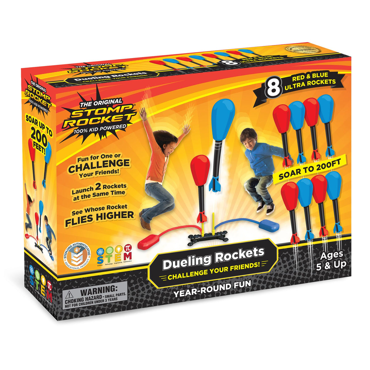 Stomp Rocket original dueling base enables two-player competition and shared excitement.