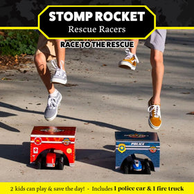 Stomp Rocket Rescue Racers dual launchers keep kids engaged indoors or outdoors.