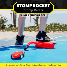 Stomp Racers launcher in action enables quick indoor or outdoor play.