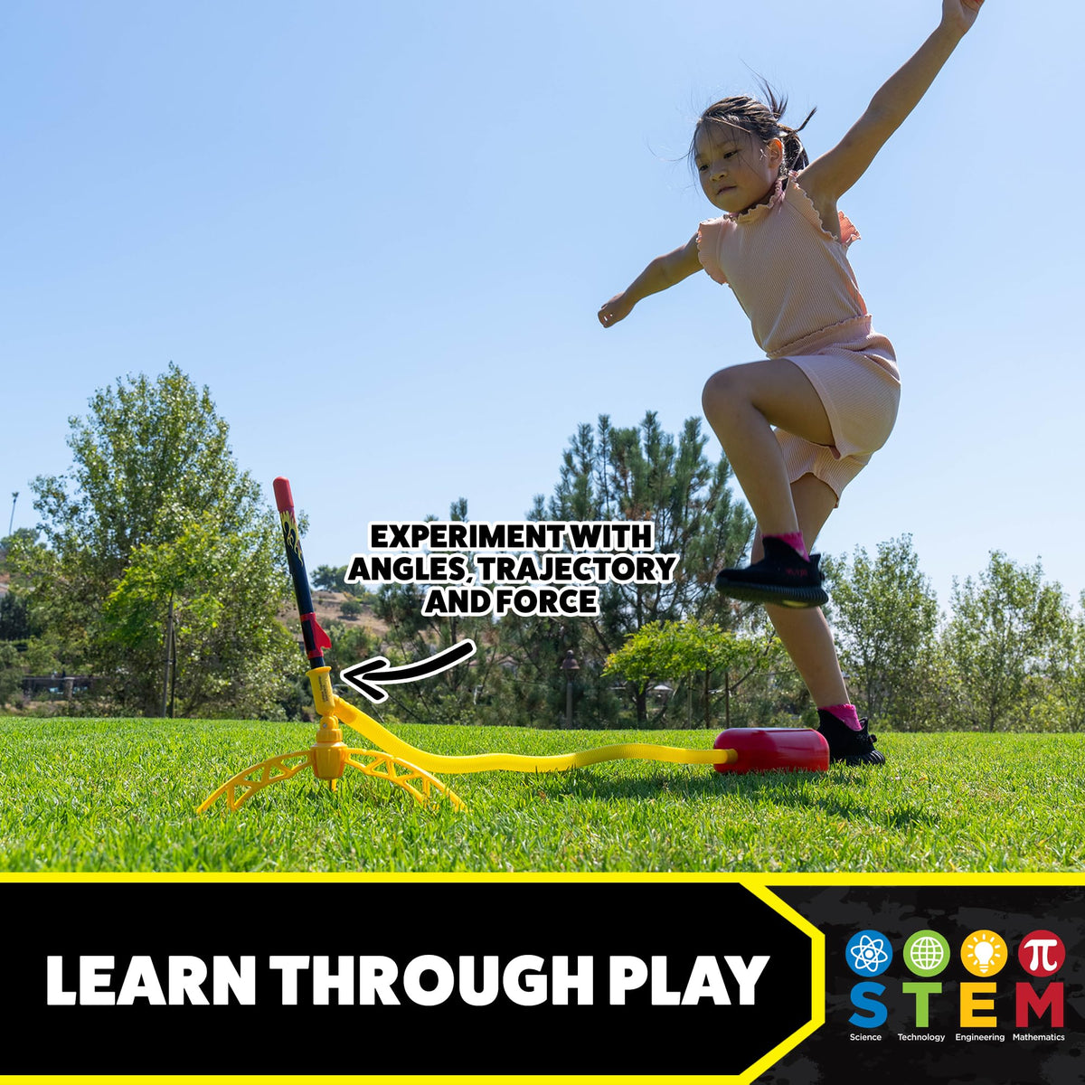 Close-up of Stomp Rocket X-Treme foam-tipped rocket for safe play.