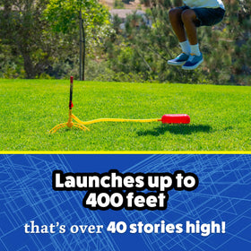 Kids stomping to launch Stomp Rocket X-Treme for active outdoor fun.