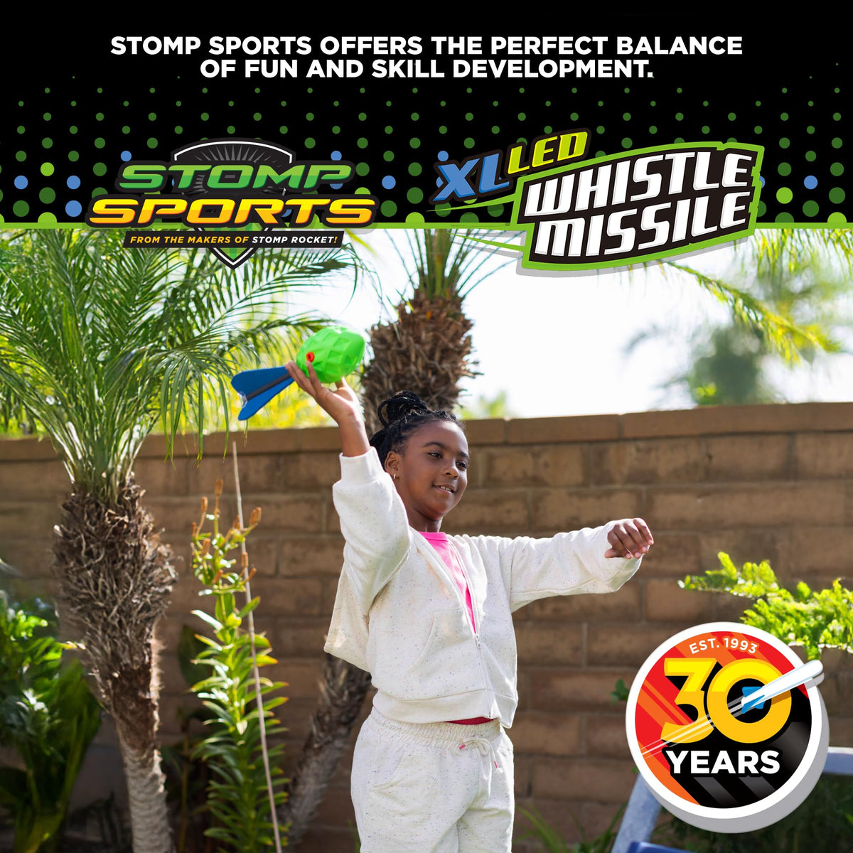 Stomp Rocket XL LED Whistle Missile makes a great gift for kids 3 and up.