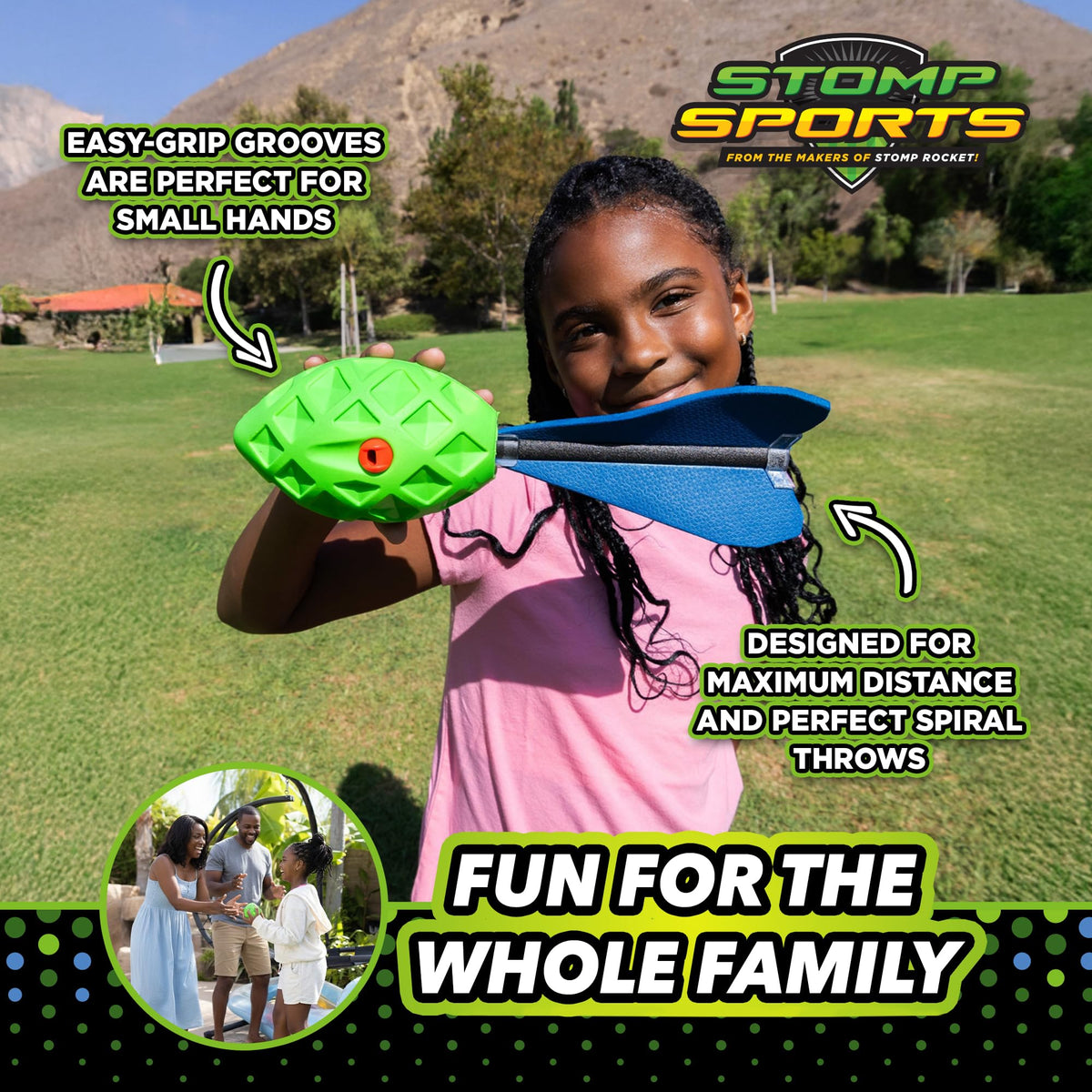 Stomp Rocket XL LED Whistle Missile’s LED light enhances visibility during dusk tossing.
