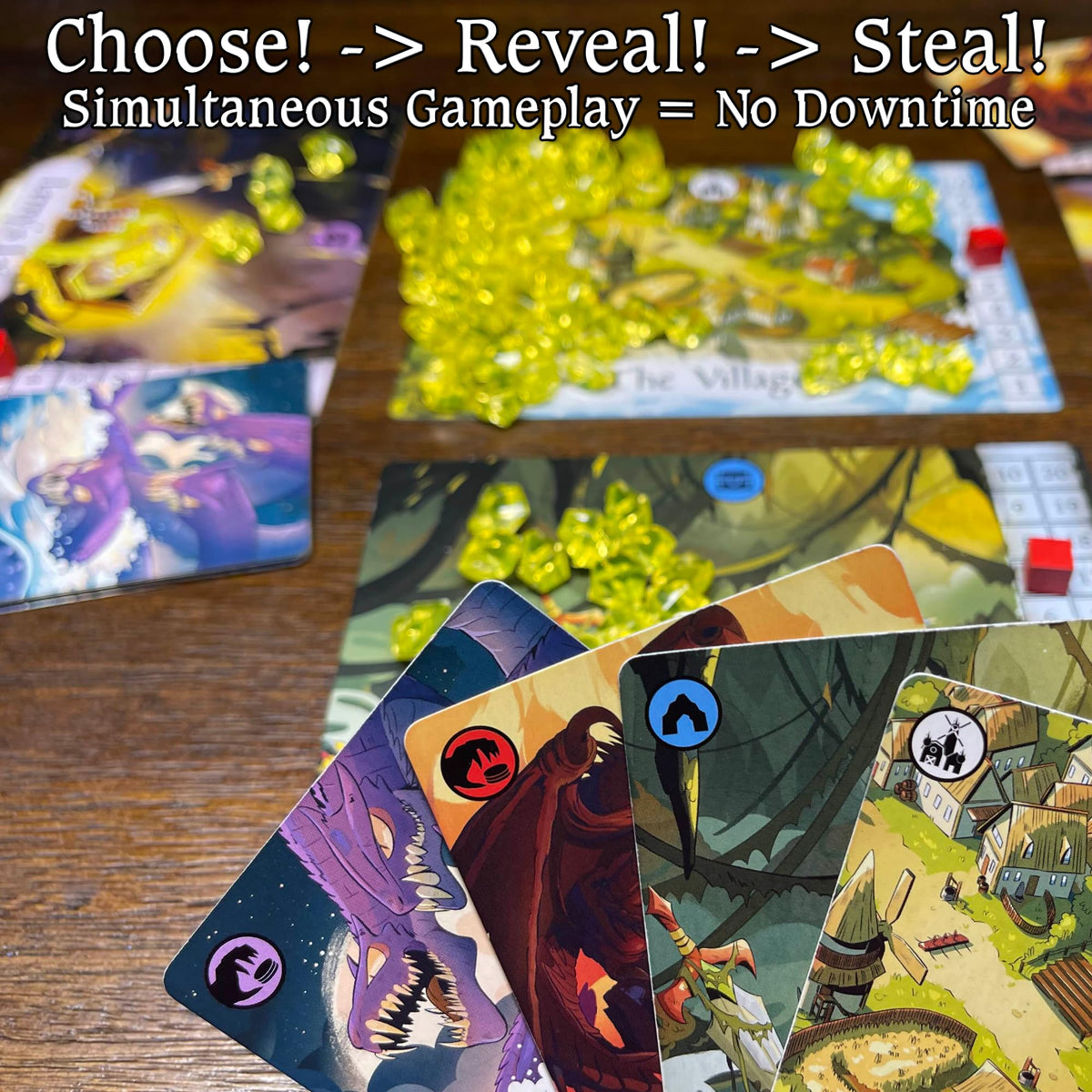 Stone Age Entertainment Pillage The Village treasure-cards highlight myth-inspired loot for adventurous players.