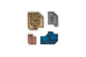 Stonemaier Games metal coins in hand, showcasing weight and authentic feel for tabletop gaming.