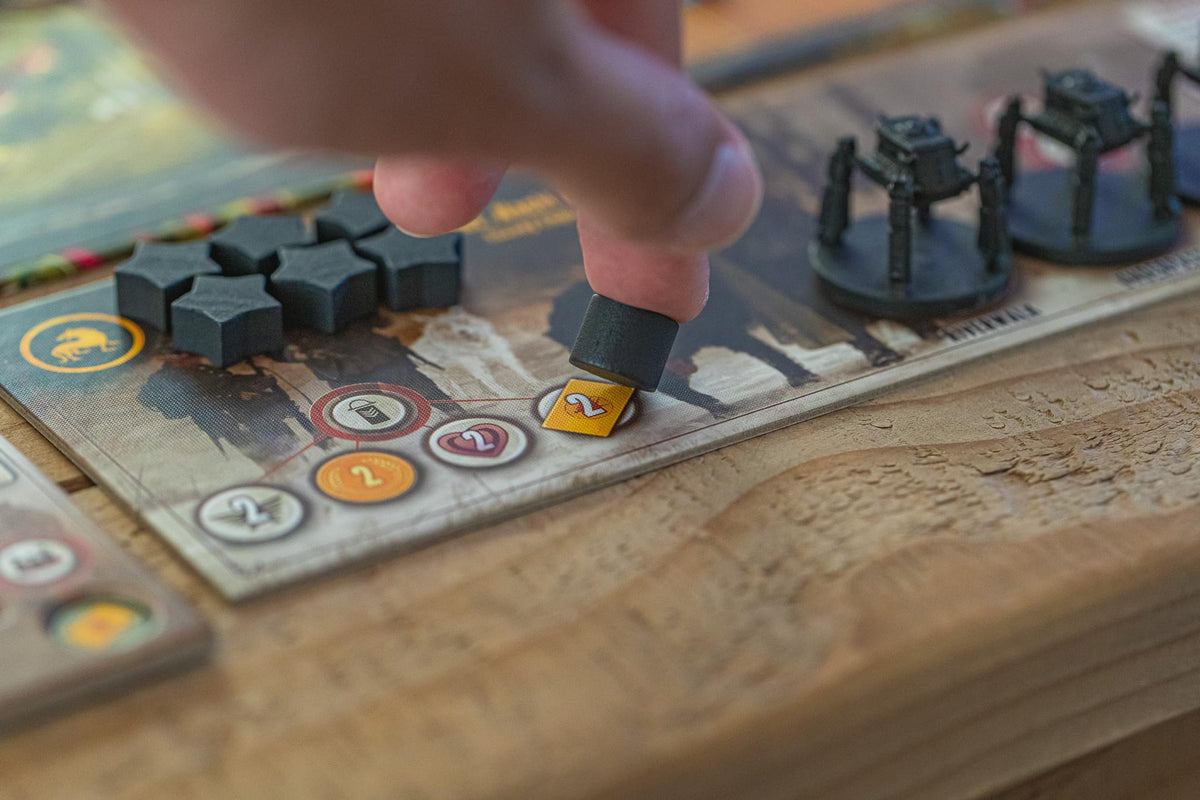 Stonemaier Scythe artwork detail highlighting rich dieselpunk atmosphere
