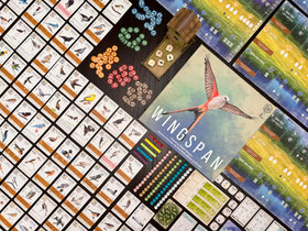 Stonemaier Wingspan base bird cards array with 170 unique birds