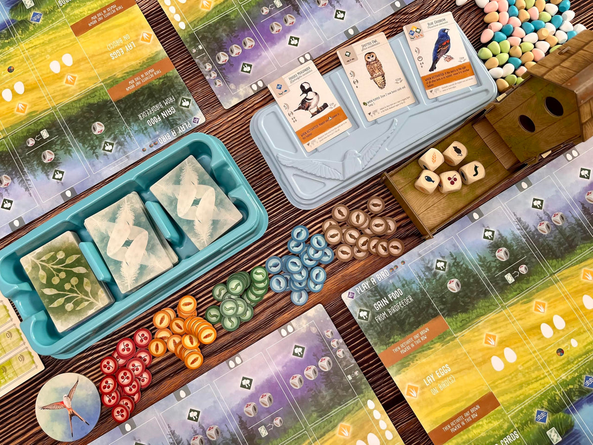 Stonemaier Wingspan base family game night setup for groups