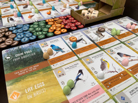 Stonemaier Wingspan base playmat with habitats and bird placements